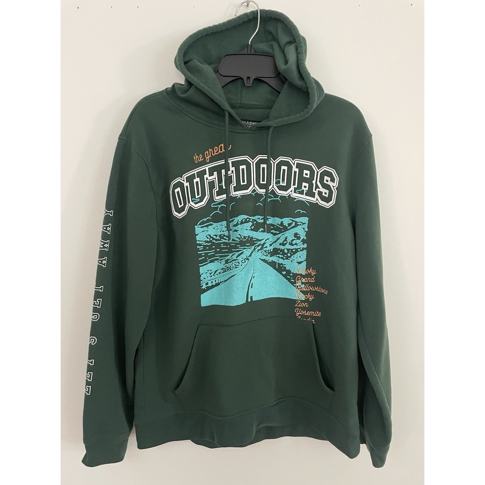 Brooklyn Cloth Mens Hoodie Large Green The Great Outdoors National Parks Fleece